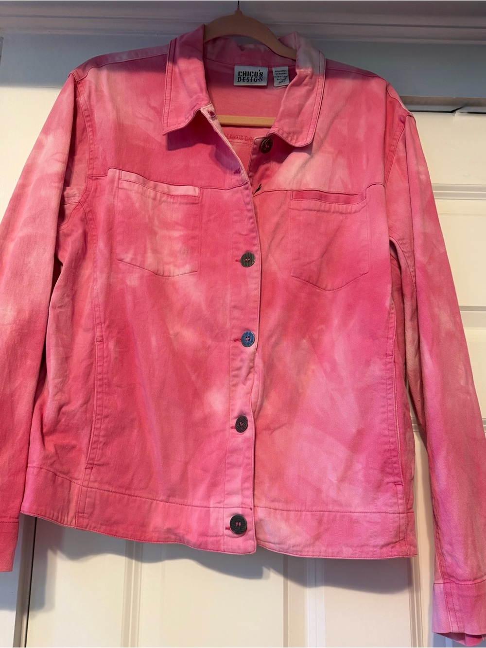 COS Pink Tie-Dye Denim Jacket With Chest Pockets
